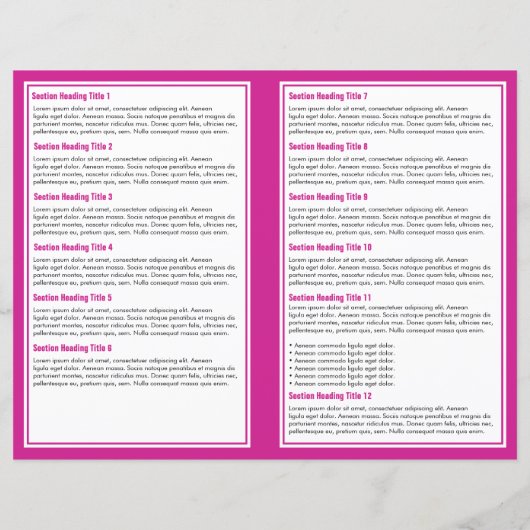 Witte Magenta Eenvoudige Rand Brochure (Achterkant)
