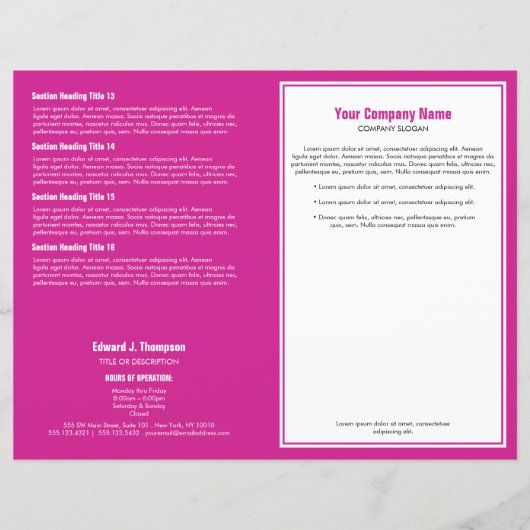 Witte Magenta Eenvoudige Rand Brochure (Voorkant)