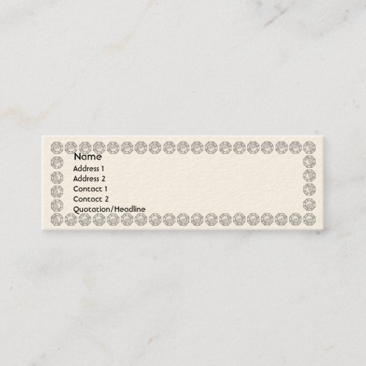 Witte Magere Diamanten - Mini Visitekaartje (Voorkant)