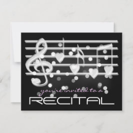 witte magische noten muziek recital uitnodiging
