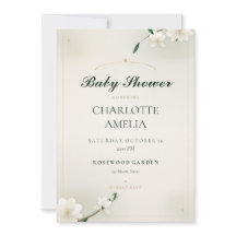 Witte Magnolia Baby Shower Uitnodiging