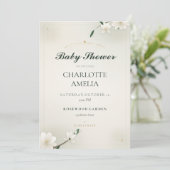 Witte Magnolia Baby Shower Uitnodiging (Staand voorkant)