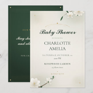 Witte Magnolia Baby Shower Uitnodiging