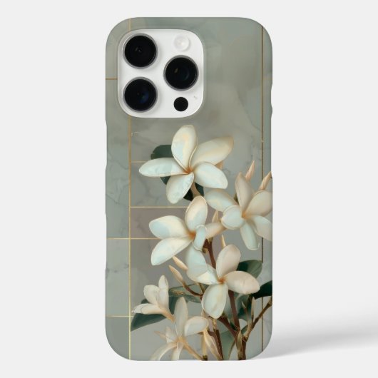 Witte Magnolia Bloem Gouden Lijn Marmer Case-Mate iPhone Case (Achterkant)