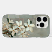 Witte Magnolia Bloem Gouden Lijn Marmer Case-Mate iPhone Case (Achterkant (horizontaal))