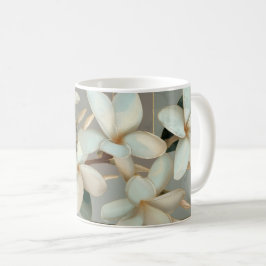 Witte Magnolia Bloem Gouden Lijn Marmer Koffiemok