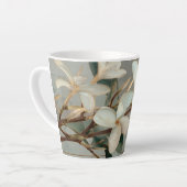 Witte Magnolia Bloem Gouden Lijn Marmer Latte Mok (Linkerhoek)