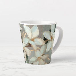 Witte Magnolia Bloem Gouden Lijn Marmer Latte Mok