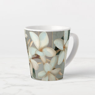 Witte Magnolia Bloem Gouden Lijn Marmer Latte Mok