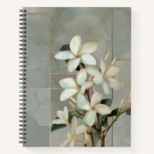Witte Magnolia Bloem Gouden Lijn Marmer
