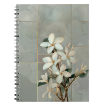 Witte Magnolia Bloem Gouden Lijn Marmer