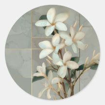 Witte Magnolia Bloem Gouden Lijn Marmer