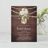 Witte Magnolia Bloem Houten QR Code Bruidsdouche Kaart (Staand voorkant)
