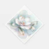 Witte Magnolia bloem met vergulde rand Servet (Hoek)