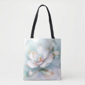 Witte Magnolia bloem met vergulde rand Tote Bag (Voorkant)