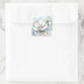 Witte Magnolia bloem met vergulde rand Vierkante Sticker (Tas)