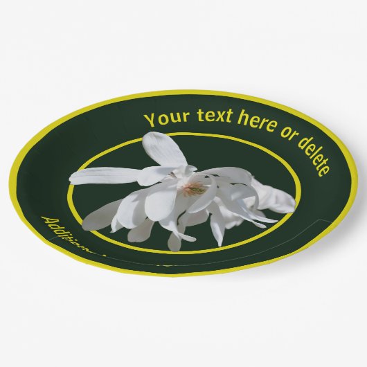 Witte Magnolia Bloem Natuur Gepersonaliseerde Part Papieren Bordje (Gekanteld)