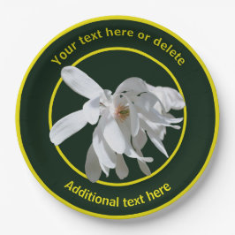 Witte Magnolia Bloem Natuur Gepersonaliseerde Part Papieren Bordje