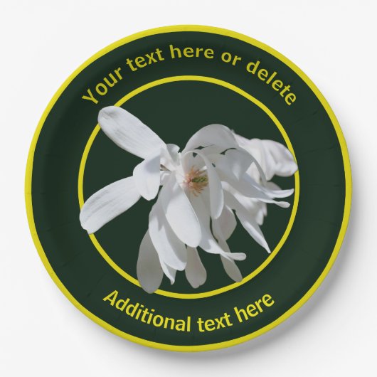 Witte Magnolia Bloem Natuur Gepersonaliseerde Part Papieren Bordje (Voorkant)