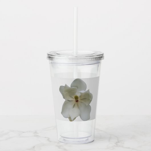 Witte Magnolia bloem op Acryl Tumbler Acryl Drinkbeker (Voorkant)