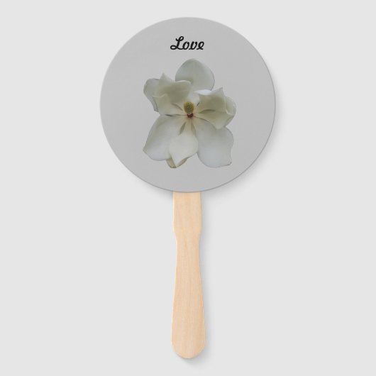 Witte Magnolia bloem op handheld fan programma Handwaaier (Voorkant)