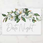 Witte Magnolia Bloem Rustieke Datum Nacht Pot Voedselcontainer Etiket (Enkel label)