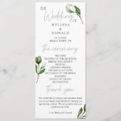 Witte Magnolia Bloem Rustieke Huwelijksprogramma Programmakaart (Voorkant)