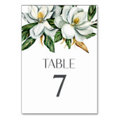 Witte Magnolia Bloem Rustieke Trouwtafel Nummer Kaart (Voorkant)