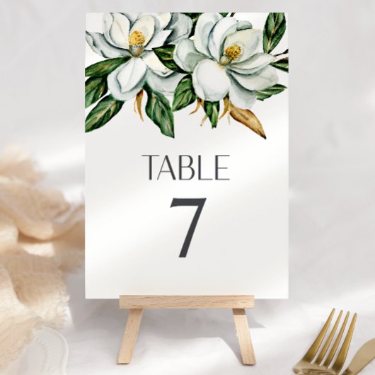 Witte Magnolia Bloem Rustieke Trouwtafel Nummer Kaart