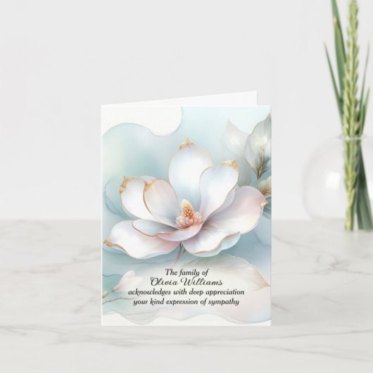 Witte Magnolia Bloem Sympathie Dank u Bedankkaart (Voorkant)