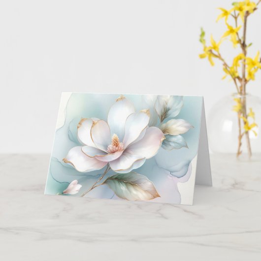 Witte Magnolia Bloem Sympathie Kaart (Gele Bloem)
