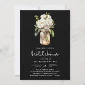 Witte Magnolia Bloem Zwarte QR Code Bruiloftsuitno Kaart (Voorkant)