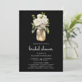 Witte Magnolia Bloem Zwarte QR Code Bruiloftsuitno Kaart (Staand voorkant)