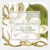 Witte Magnolia Bloemen All Purpose Business Vierkante Sticker (Voorkant)