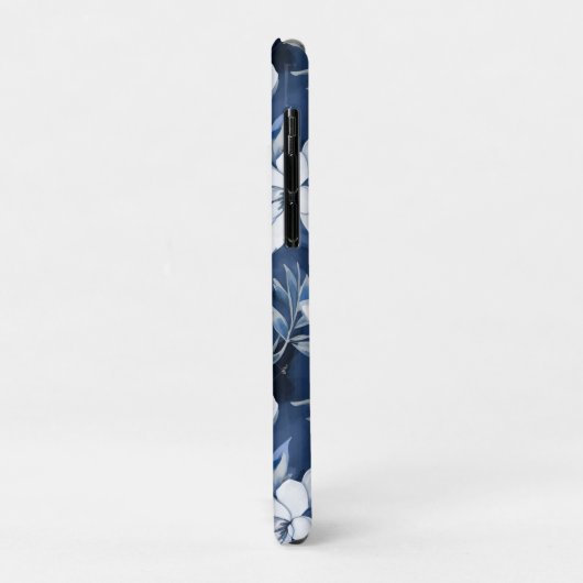 Witte Magnolia bloemen, blauwe achtergrond Case-Mate iPhone Case (Achterkant/links)