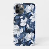 Witte Magnolia bloemen, blauwe achtergrond Case-Mate iPhone Case (Achterkant)