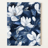Witte Magnolia bloemen, blauwe achtergrond Planner (Achterkant)