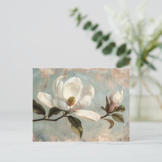 Witte Magnolia Bloemen  Briefkaart (Staand voorkant)