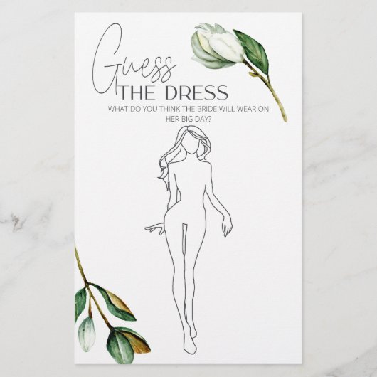 Witte Magnolia Bloemen Bruids Spel Guess de jurk Flyer (Voorkant)