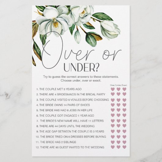 Witte Magnolia Bloemen Bruids Spel Over Under Flyer (Voorkant)