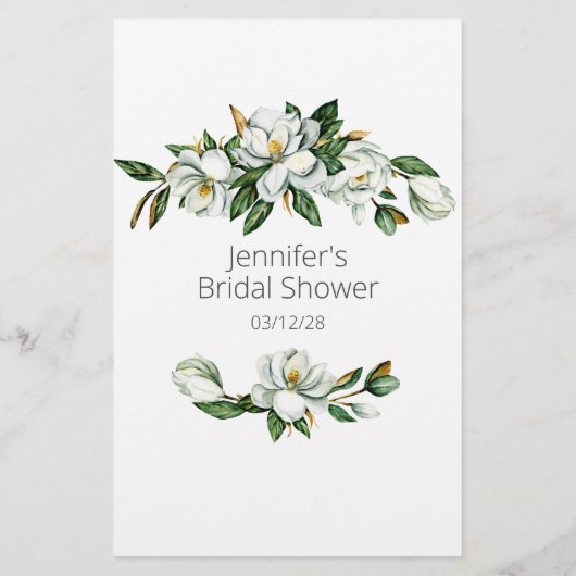 Witte Magnolia Bloemen Bruids Spel Waar Waren Wij Flyer (Achterkant)