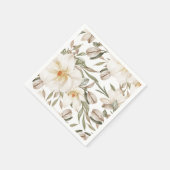 Witte Magnolia Bloemen Bruidsfeest Groene Aankledi Servet (Hoek)