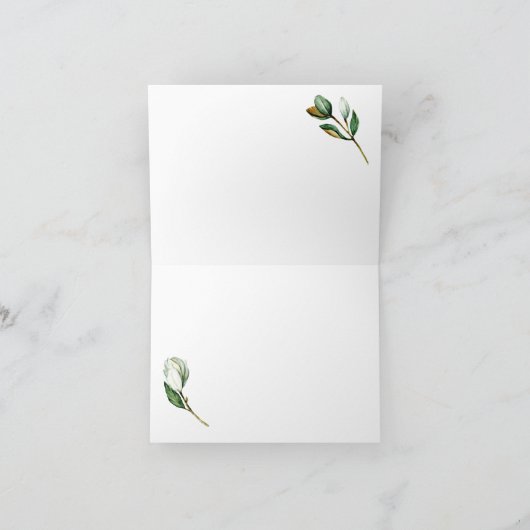 Witte Magnolia Bloemen bruiloft Dank u kaart (Binnen)