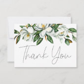 Witte Magnolia Bloemen bruiloft Dank u kaart (Voorkant)