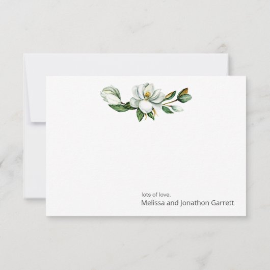 Witte Magnolia Bloemen bruiloft Dank u kaart (Achterkant)