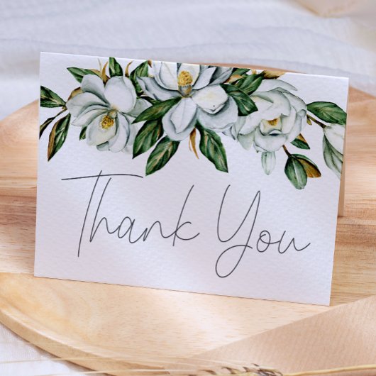 Witte Magnolia Bloemen bruiloft Dank u kaart