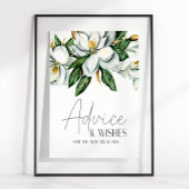 Witte Magnolia Bloemen Bruiloftkaart & Cadeaus Bor Poster