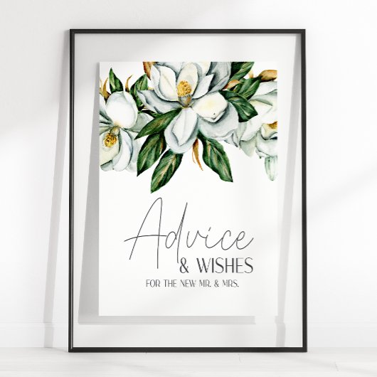 Witte Magnolia Bloemen Bruiloftkaart & Cadeaus Bor Poster