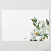 Witte Magnolia Bloemen Datum Nacht Idee Douche Spe Briefpapier (Achterkant)