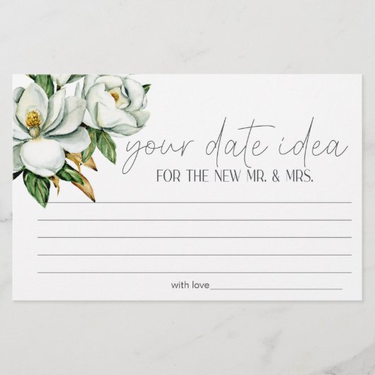 Witte Magnolia Bloemen Datum Nacht Idee Douche Spe Briefpapier (Voorkant)